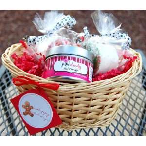  Holiday Gift Basket: 2 Bath Bombs and Soy Candle in Cozy 