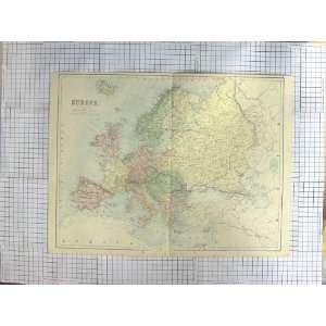   ANTIQUE MAP c1870 EUROPE ITALY FRANCE SPAIN: Home & Kitchen