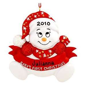   Personalized Babys First Christmas Snowman Ornament: Home & Kitchen
