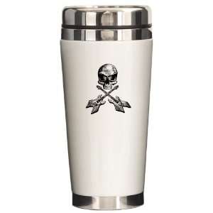 Guitar Crossbones Music Ceramic Travel Mug by   