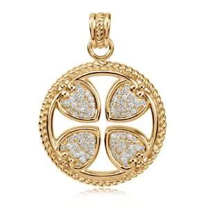    14 Karat Gold and Diamond Maltese Rope Cross Pendant Jewelry