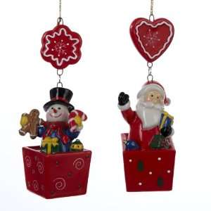   Dudes Santa and Snowman Porcelain Christmas Ornaments: Home & Kitchen