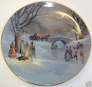 Holiday Skaters Collector Plate Scenes Christmas Past  