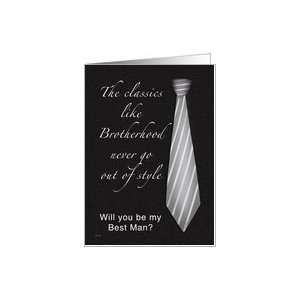  Classic Grey Tie Be My Best Man Brother Card Health 