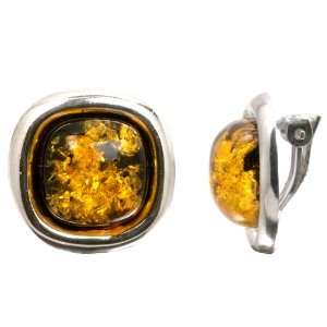   Amber Sterling Silver Square Clip ons Earrings: Graciana: Jewelry