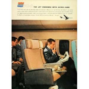  1960 Ad DC 8 Interior United Airlines Passenger Smoking 