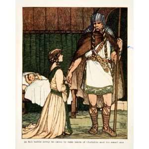 1909 Color Print Clothilde King Clovis Queen Franks Romance Child 
