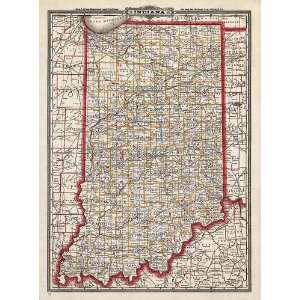  Antique Railroad Map of Indiana (1888) by George Franklin Cram 