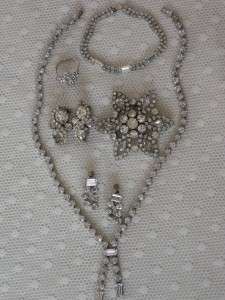 VINTAGE TO NOW SPARKLING RHINESTONE CRYSTAL COSTUME JEWELRY LOT~17 