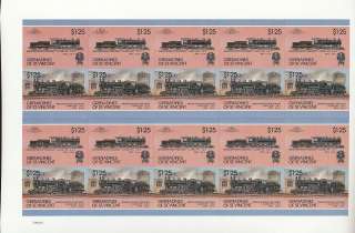 TRAINS ST VINCENT Colour MNH Proofs 100 MNH SHEETS of 20 To $2(2000 