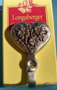 Longaberger 2001 Love Notes Pewter Wall Hook   RARE!  