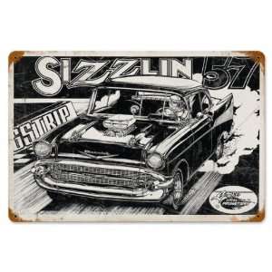  Sizzlin 57 Automotive Vintage Metal Sign   Garage Art 