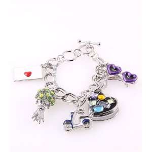  Fashion Jewelry Charm Bracelet with Pattern Silver 