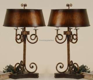   Classic Bronze Candelabra Table Lamp PAIR Set Accent Traditional