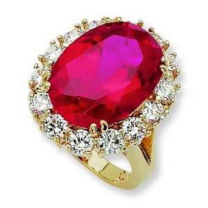  Simulated Ruby Ring/Gold Plated Mixed Metal Jewelry