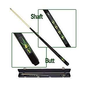   Skull Pool Cue 58 Inches Long Hard Wood 2 Piece Cue W/ Brass Joints