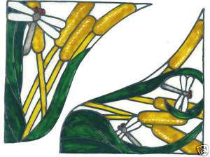 faux stained glass dragonfly corner window clings  