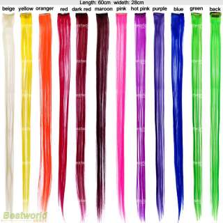 New 24 Colored Colorful Clip On In Hair Extension  