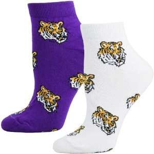    LSU Tigers Ladies White Purple Two Pack Socks: Sports & Outdoors