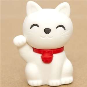    white Lucky Cat eraser Maneki Neko from Japan Toys & Games