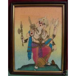 Lord Ganesha with his weapons, Gem Stone Painting