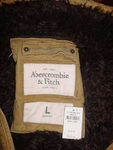   Abercrombie & Fitch Macintyre Bridge Khaki Coat Jacket Fur Trim  