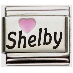 Shelby Pink Heart Laser Name Italian Charm Link