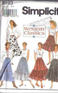   Country Western Cowgirl Simplicity Sewing Pattern Your Choice  