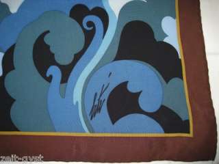 ERTE SILK ART DECO WOMAN WITH FALCONS SCARF ITALY MADE BY CARRY 