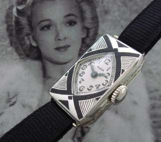  Antique Deco era Elgin Enameled Cocktail Wrist Watch  SERVICED  