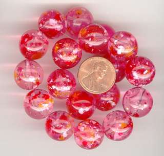 20 OLD STOCK PINK Lucite CONFETTI BEADS 15m #339  