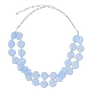   to 18 inch Adjustable Periwinkle Blue Frosted Glass Necklace. Jewelry
