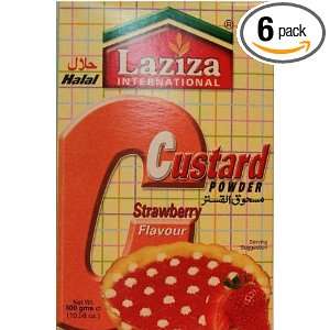 Laziza Strawberry Custard Powder, 300 Gram Boxes (Pack of 6)