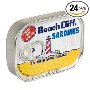 Beach Cliff Sardines in Mustard Sauce, 3.75 Ounce Cans (Pack of 24 