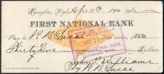 BANK CHECK Douglas, Wyoming RN X7 1900  