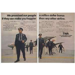   Airlines Million Dollar Bonus Guards Plane Print Ad