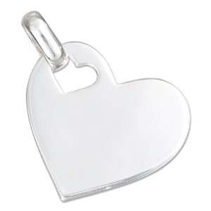   Silver High Polish Heart Pendant with Heart Shape Hole.: Jewelry