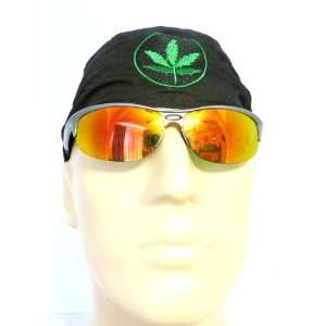  One Black Bikers Cap with Embroidered Marijuana/ Weed Leaf 