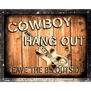  Cowboy hang out sign country music guitar / retro MANCAVE 
