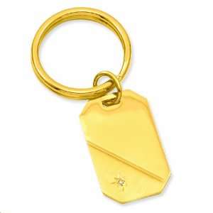   Gold Plated Star Cut .001ct. Diamond Key Ring Kelly Waters Jewelry