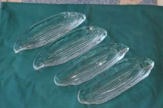 Vintage Clear Glass Corn Cob Holders Set of 4  