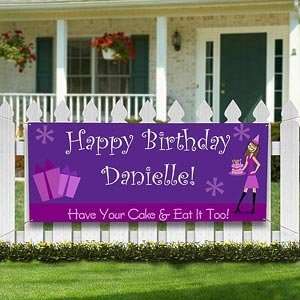   Girl Personalized Birthday Party Banner: Health & Personal Care