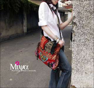 Miyabags II 05 Enthic Boho Hmong Embroidered Canvas Shoulder Tote 
