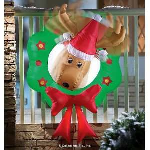  Animated Outdoor Inflatable Reindeer Holiday Wreat 