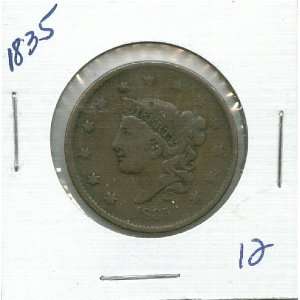    1835 Coronet Large Cent in 2x2 coin holder 