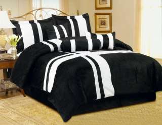 Modern Comforter 7PC Set Micro Fur Patchwork Pillows Shams MULTICOLOR 