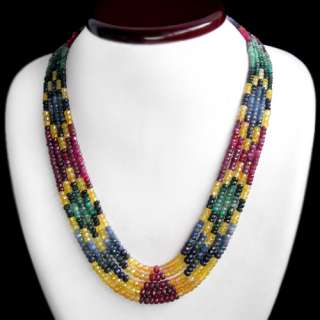 WONDERFUL CREATION 502.00 CTS NATURAL RUBY, EMERALD & SAPPHIRE BEADS 