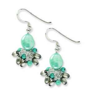   Silver Blue Recon and Light Blue Cultured Freshwater Pearl Earrings