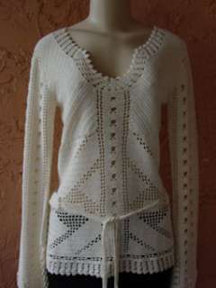  ivory top shirt blouse tunic camisole sweater size medium med m  
