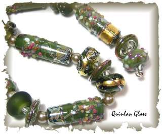 Quinlan Glass English Ivy Handmade Lampwork Glass Beads  